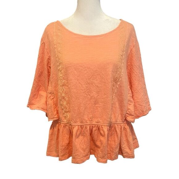 l’ayard Tops - L'ayard Top Size XL Sherbert Orange Boho Peplum Blouse​